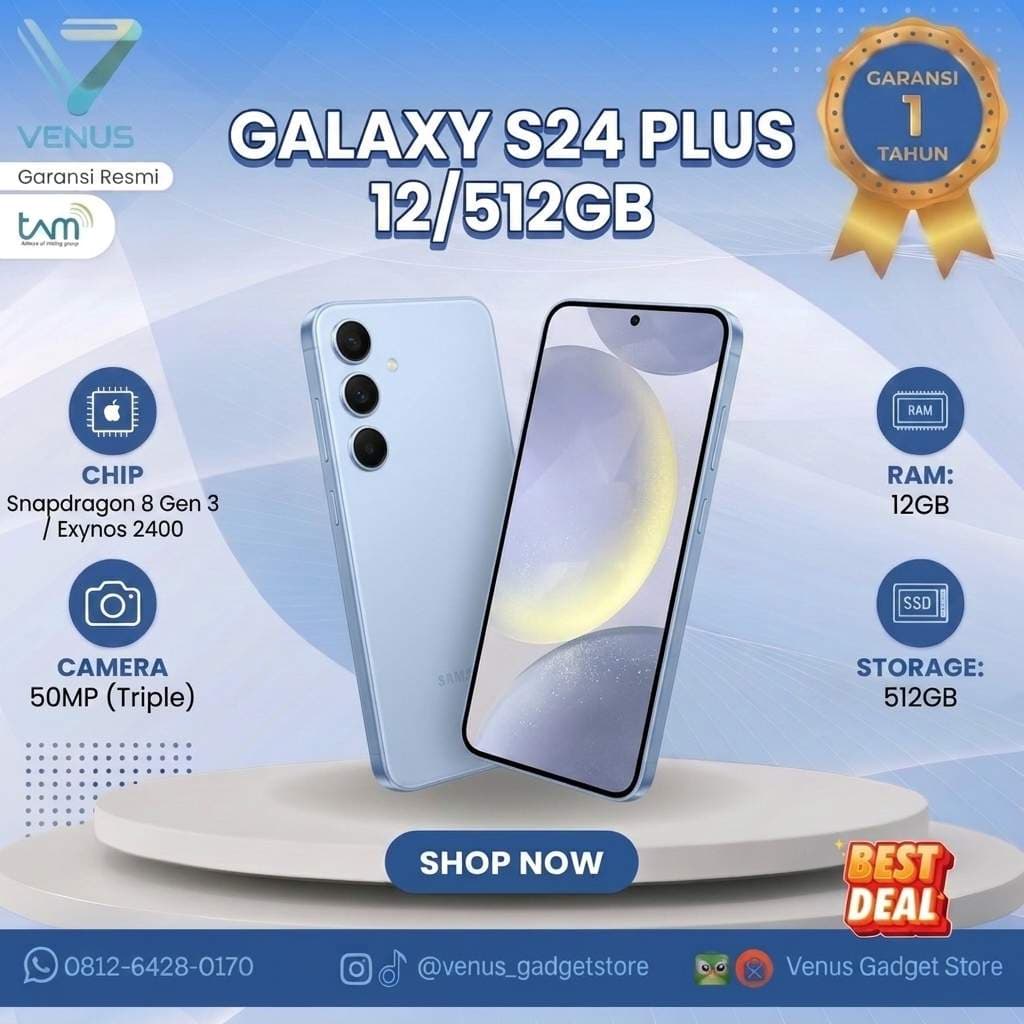 BNIB SAMSUNG GALAXY S24+ 12/256GB Baru / Segel Bergaransi Resmi di Venus Gadget Surabaya