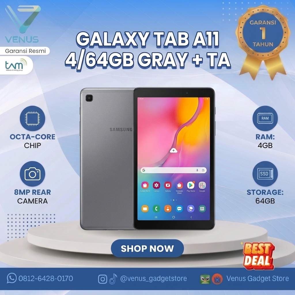 BNIB SAMSUNG GALAXY TAB A11+ 6/128GB WIFI Baru / Segel Bergaransi Resmi di Venus Gadget Surabaya