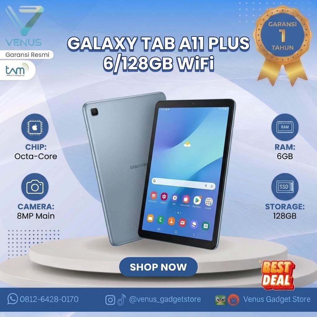 BNIB SAMSUNG GALAXY TAB  A11+ 6/128GB Baru / Segel Bergaransi Resmi di Venus Gadget Surabaya