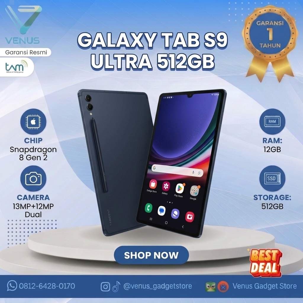 BNIB SAMSUNG GALAXY TAB  S9 ULTRA 12/512GB Baru / Segel Bergaransi Resmi di Venus Gadget Surabaya