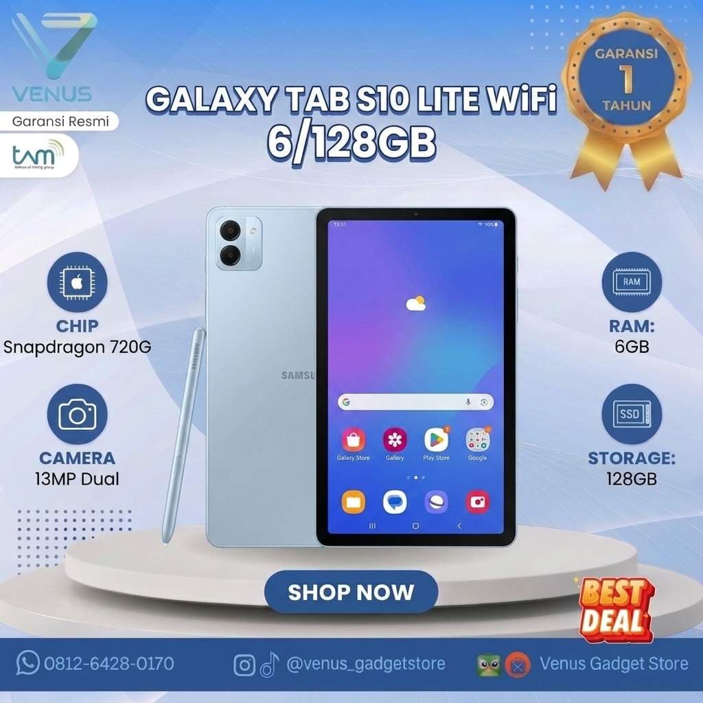 BNIB SAMSUNG GALAXY TAB  S10 LITE 6/128GB Baru / Segel Bergaransi Resmi di Venus Gadget Surabaya