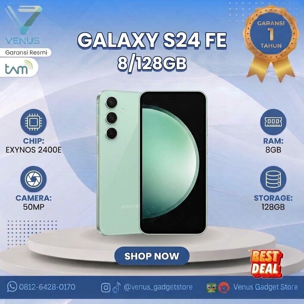 BNIB SAMSUNG GALAXY S24 FE 8/128GB Baru / Segel Bergaransi Resmi di Venus Gadget Surabaya
