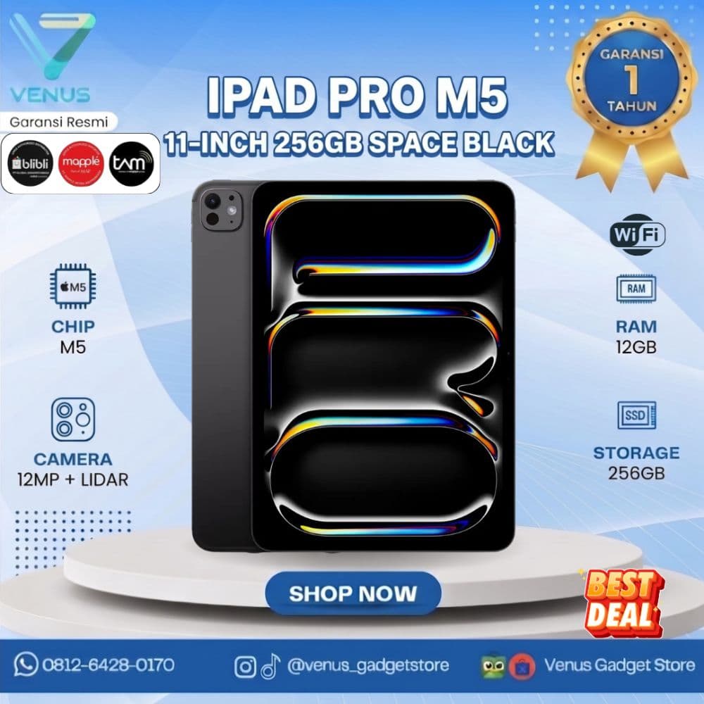 BNIB IPAD PRO M5 11INCH WIFI 256GB - SPACE BLACK Baru / Segel Bergaransi Resmi di Venus Gadget Surabaya