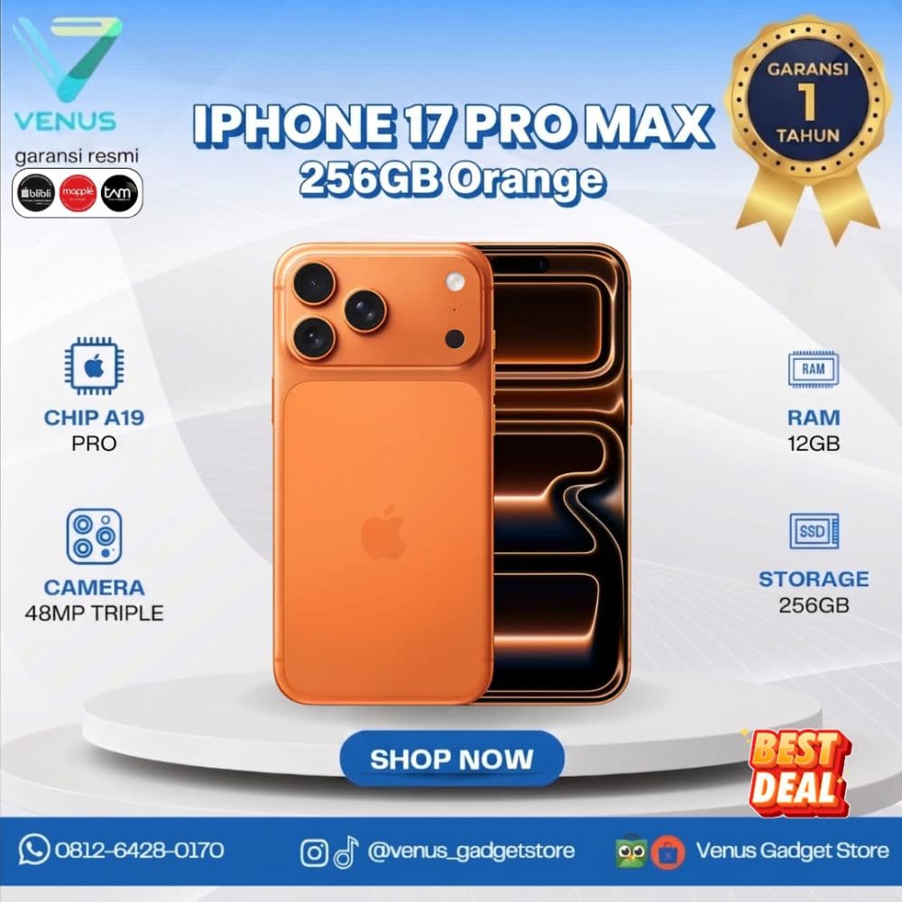 BNIB IPHONE 17 PRO MAX 256GB - COSMIC ORANGE Baru / Segel Bergaransi Resmi di Venus Gadget Surabaya