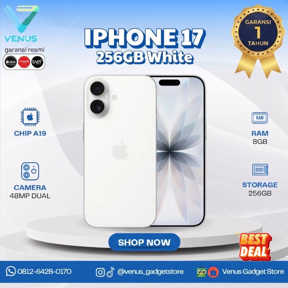 BNIB IPHONE 17 256GB - WHITE Baru / Segel Bergaransi Resmi di Venus Gadget Surabaya