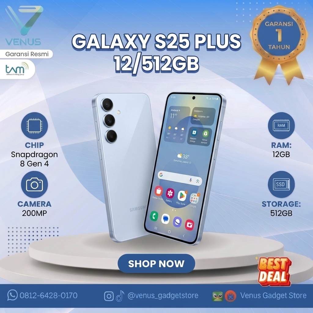 BNIB SAMSUNG GALAXY S25+ 12/256GB Baru / Segel Bergaransi Resmi di Venus Gadget Surabaya