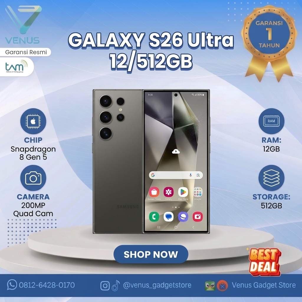 BNIB SAMSUNG GALAXY S26 ULTRA 12/256GB Baru / Segel Bergaransi Resmi di Venus Gadget Surabaya