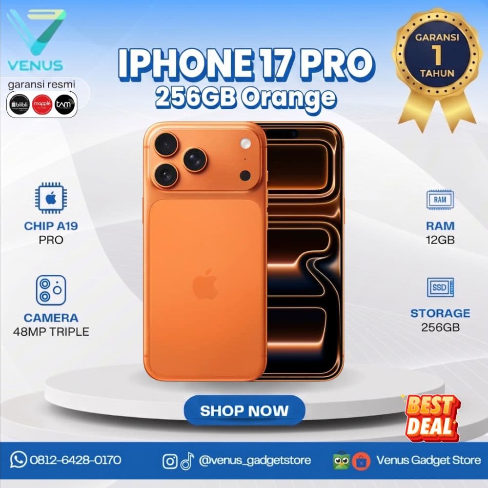BNIB IPHONE 17 PRO 256 GB - COSMIC ORANGE Baru / Segel Bergaransi Resmi di Venus Gadget Surabaya