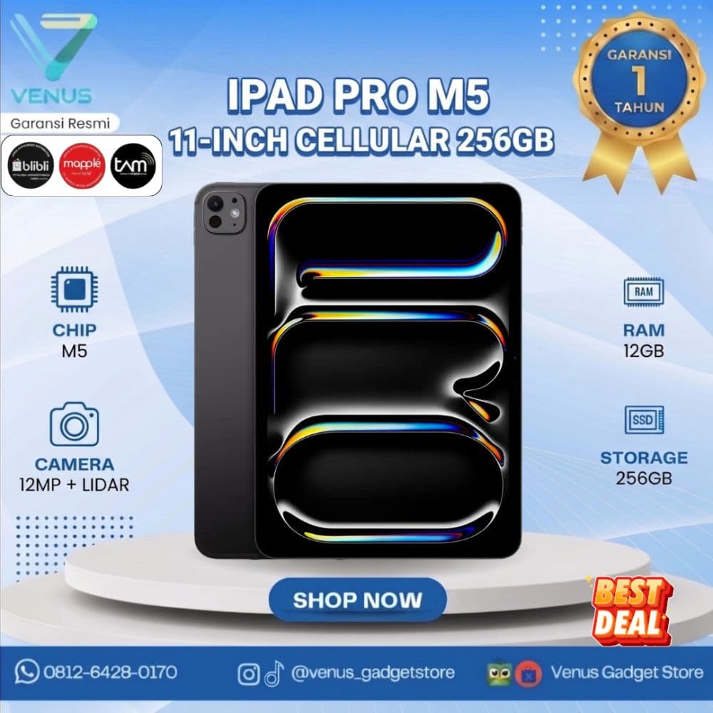 BNIB IPAD PRO M5 11INCH WIFI CELL 256GB - SPACE BLACK Baru / Segel Bergaransi Resmi di Venus Gadget Surabaya