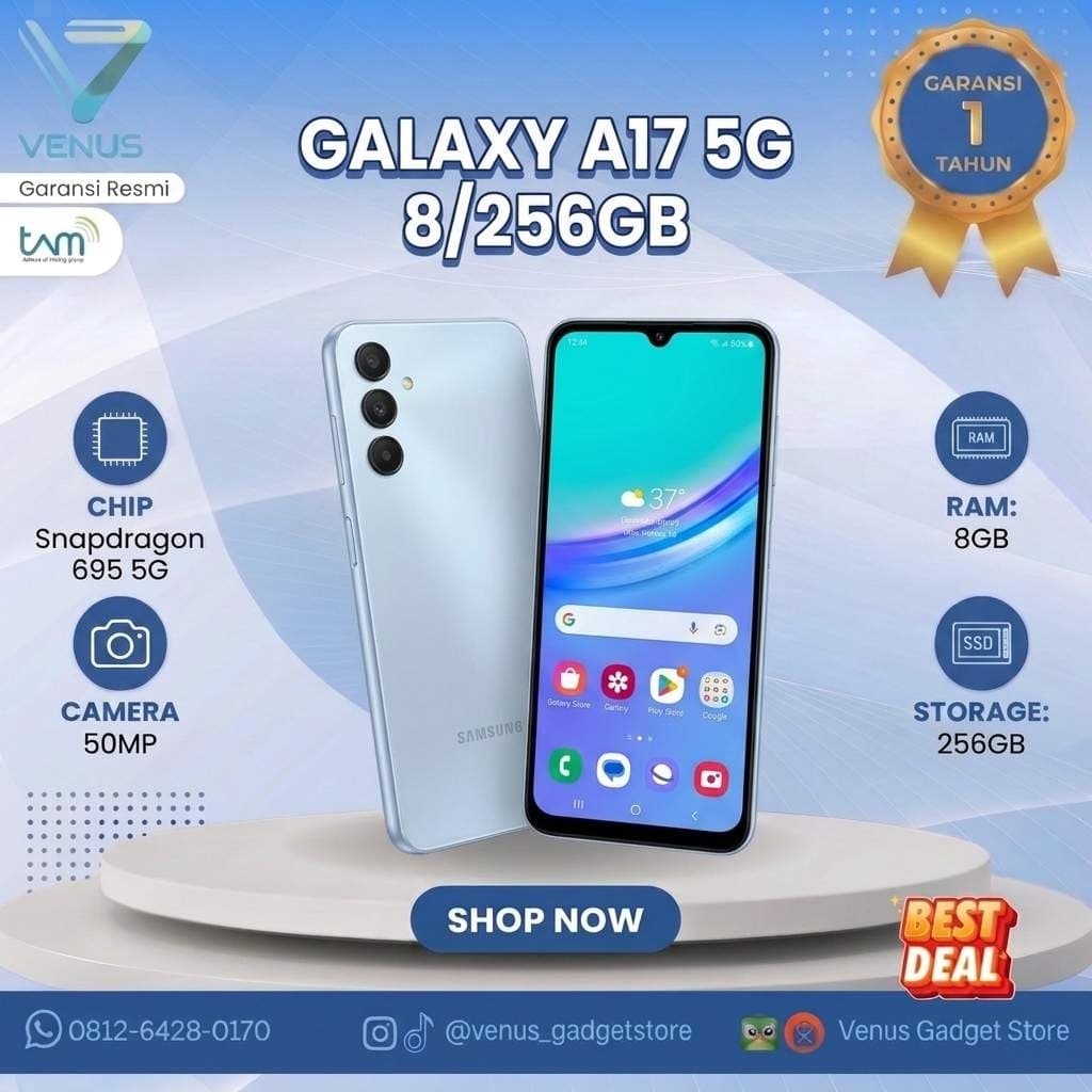 BNIB SAMSUNG GALAXY A17 4/128GB Baru / Segel Bergaransi Resmi di Venus Gadget Surabaya