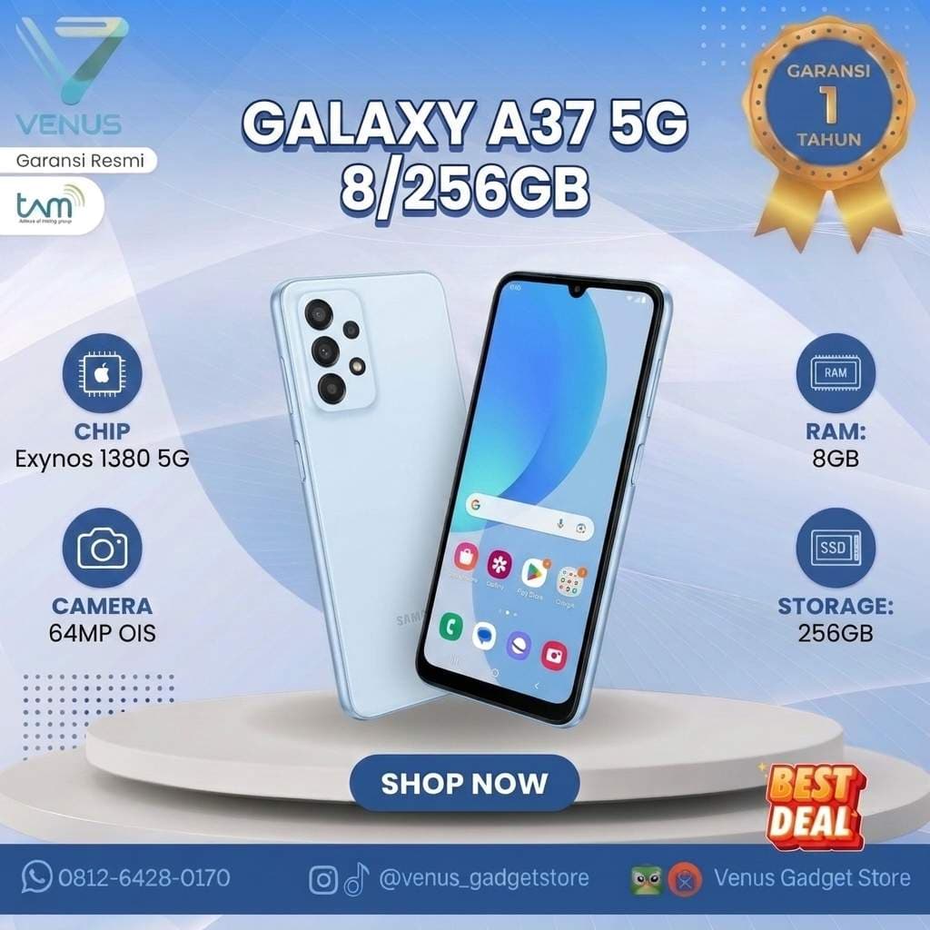 BNIB SAMSUNG GALAXY A37 5G 8/128GB Baru / Segel Bergaransi Resmi di Venus Gadget Surabaya