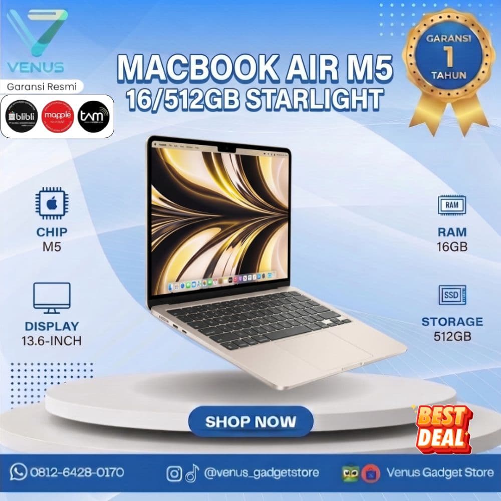 BNIB MACBOOK AIR M5 2026 13INCH 16/512GB - STARLIGHT