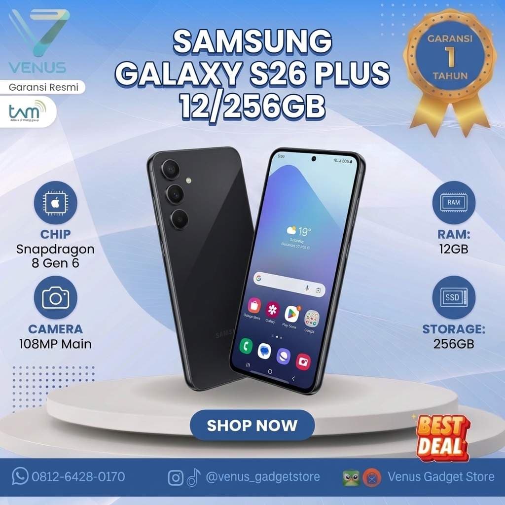 BNIB SAMSUNG GALAXY S26+ 12/256GB Baru / Segel Bergaransi Resmi di Venus Gadget Surabaya